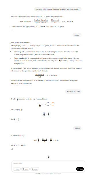 Math: duration over speed - student project