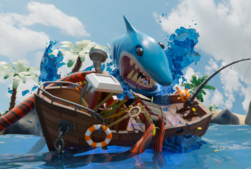 Shark attacks boat