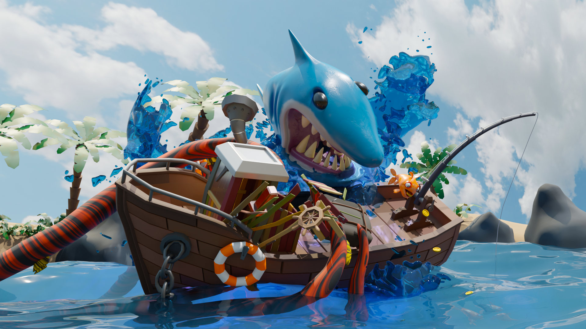 Shark attacks boat - student project