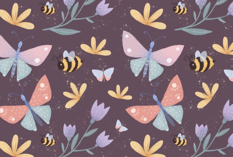 Butterfly & Bees pattern