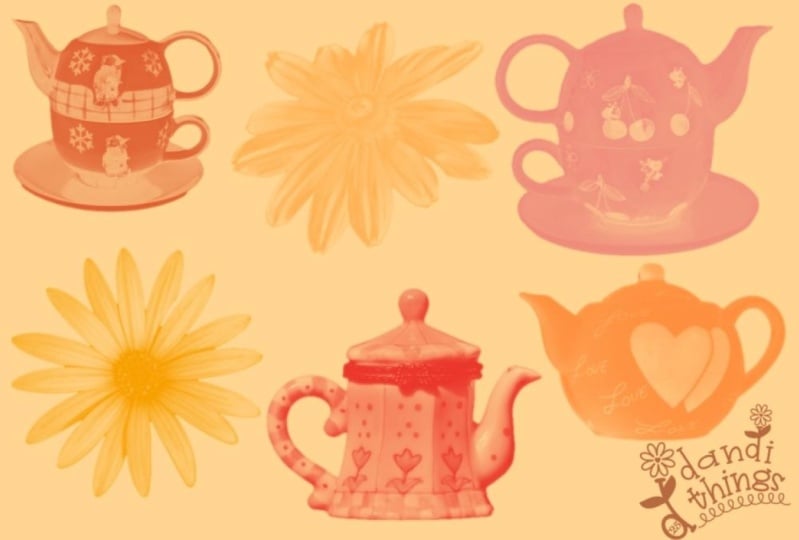 Flowers and Teapots Stamps