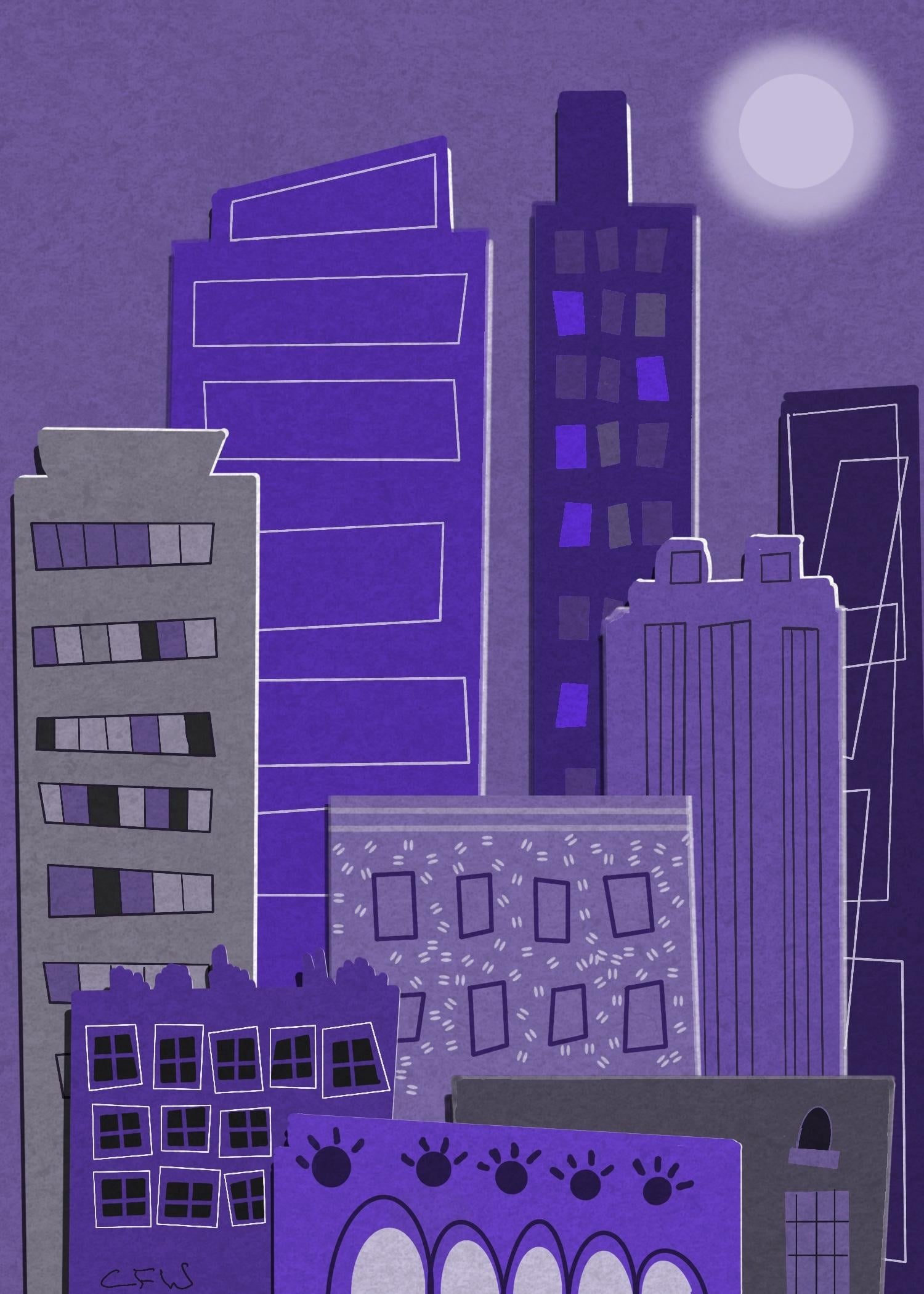Paper cut out cityscape - student project