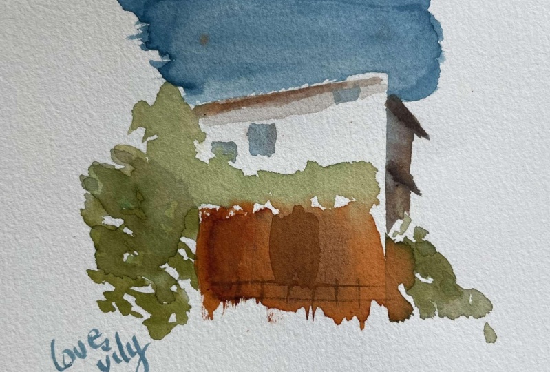 no sketch cityscape watercolor painting in minimalist style-Paris cityscape