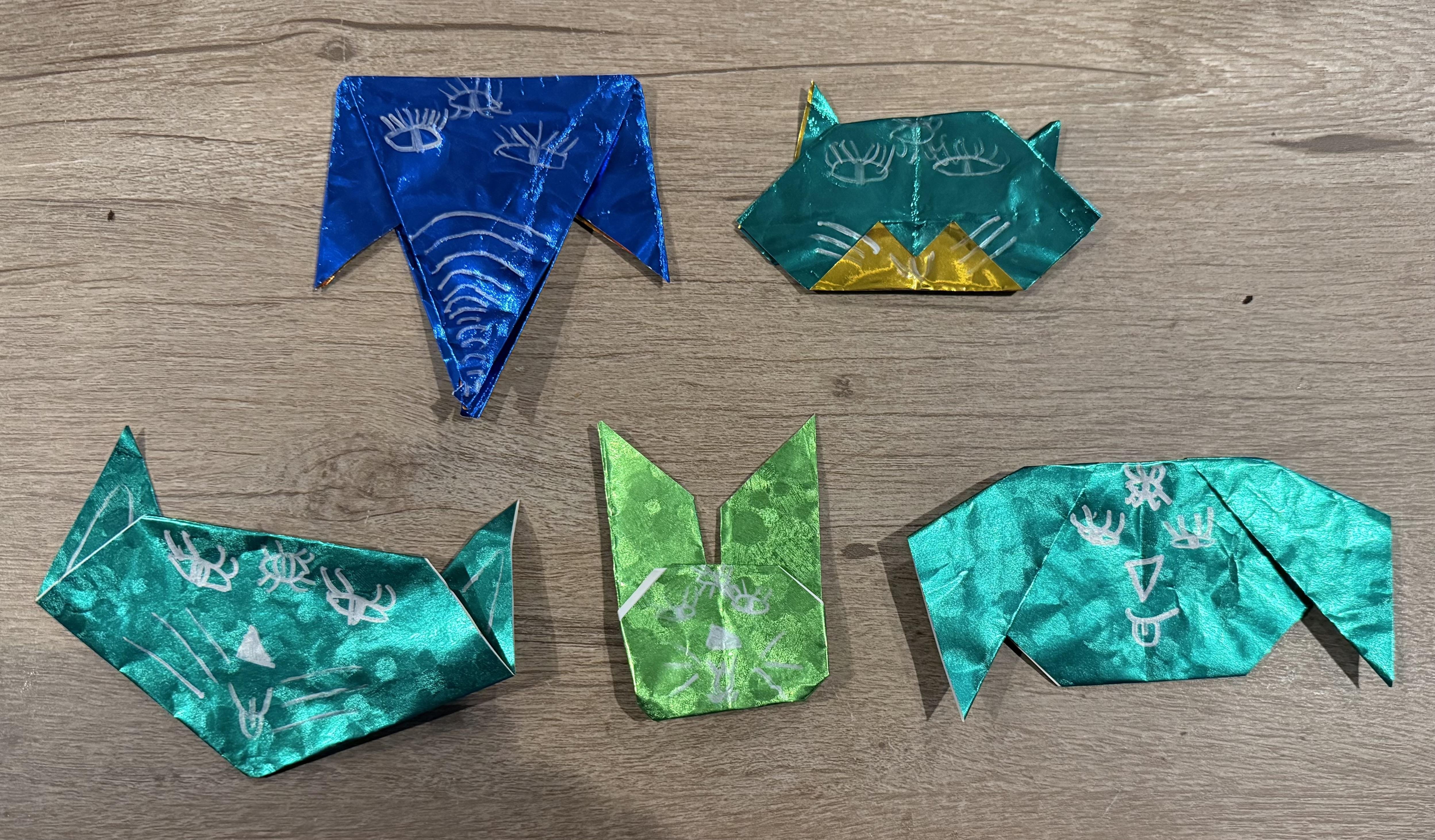 5 origami animals - student project