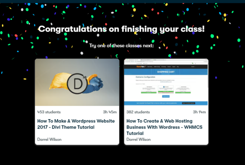 My accomplishment for 10 Free Wordpress Themes course