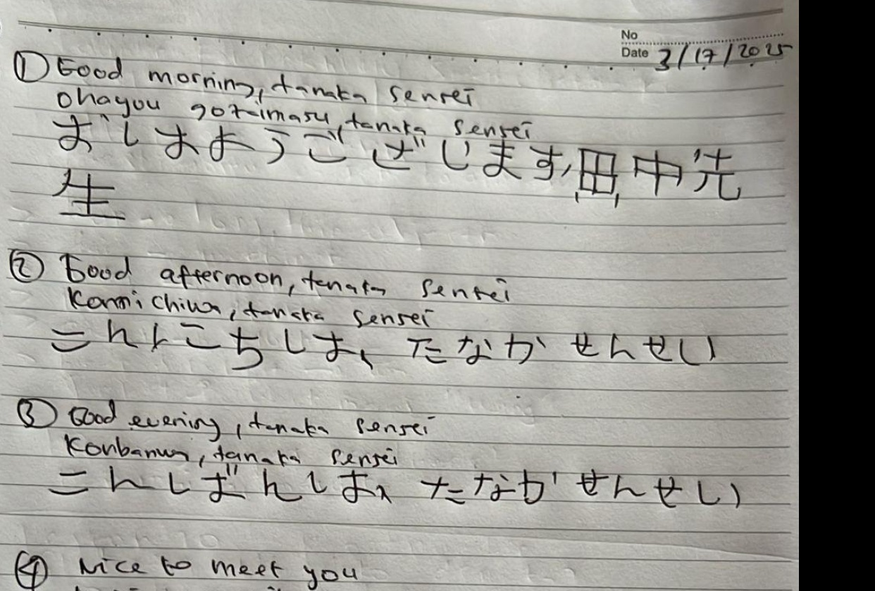 Hiragana/katakana handwriting - student project