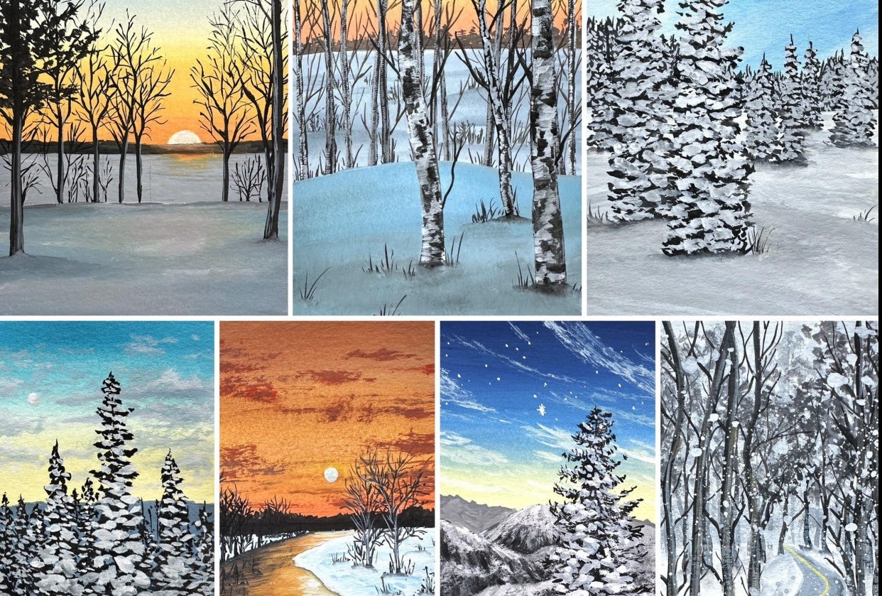 Winter gouache projects - student project