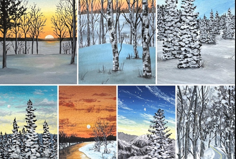 Winter gouache projects