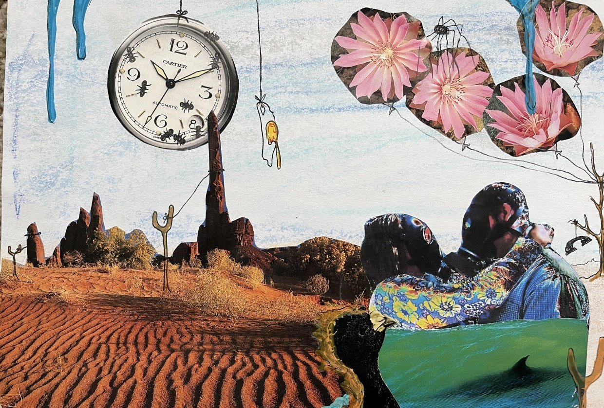 Dali Inspired Surreal Mixed Media Collage - student project