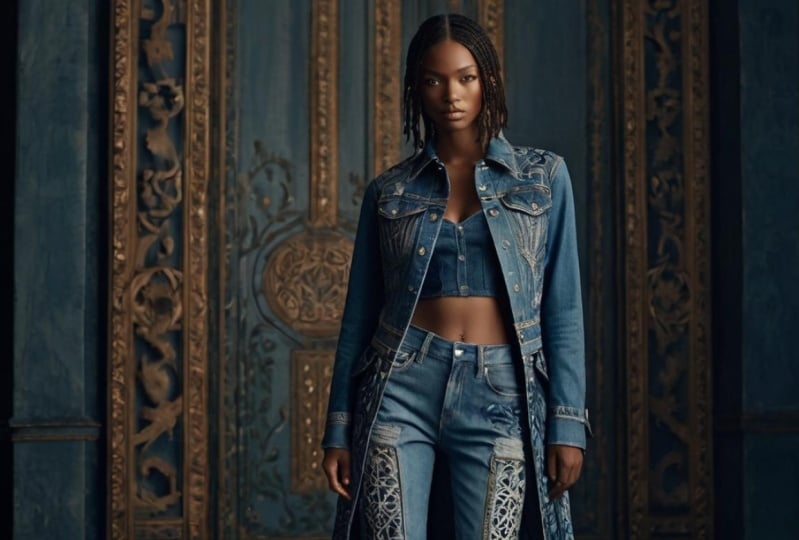 Architectural Elegance: A Denim Fusion of British Heritage and Contemporary Desi