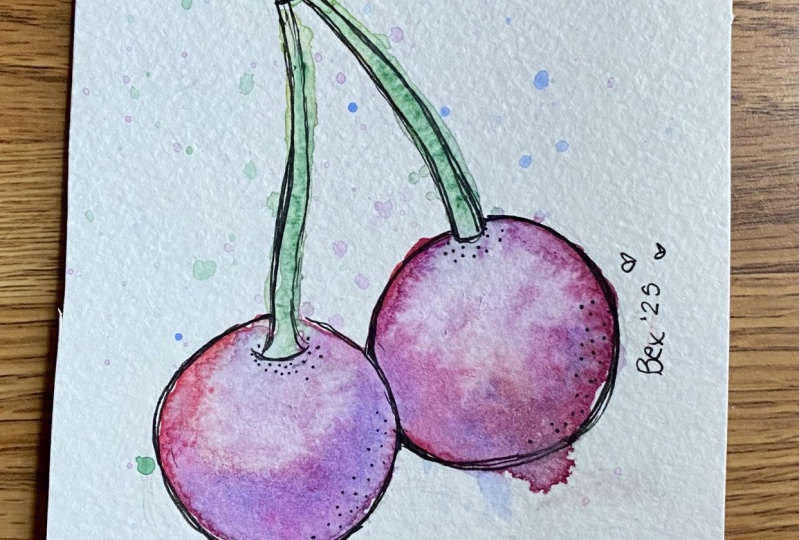 Playful Watercolor Cherries