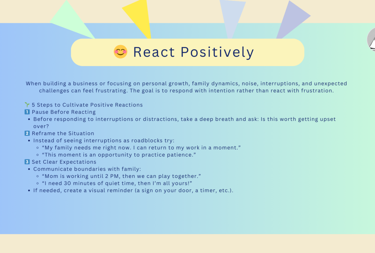 shifting to positive - student project