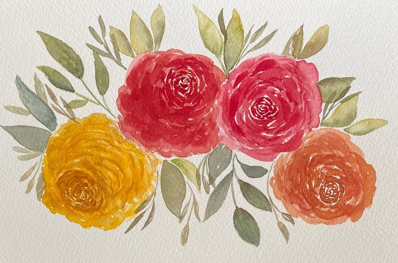 LOOSE WATERCOLOR ROSES - student project
