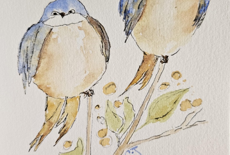 Blue birds vintage style