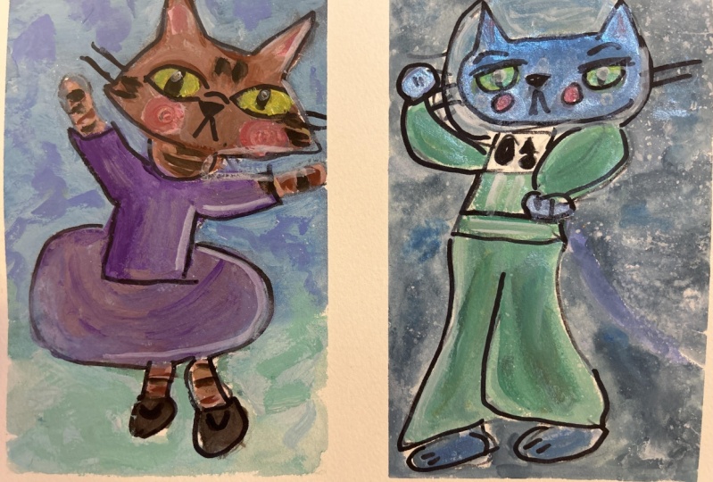 ballerina and space kitties