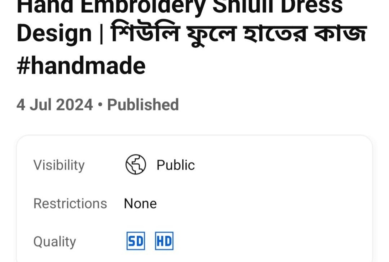 Hand Embroidery Shiuli Dress Design - student project