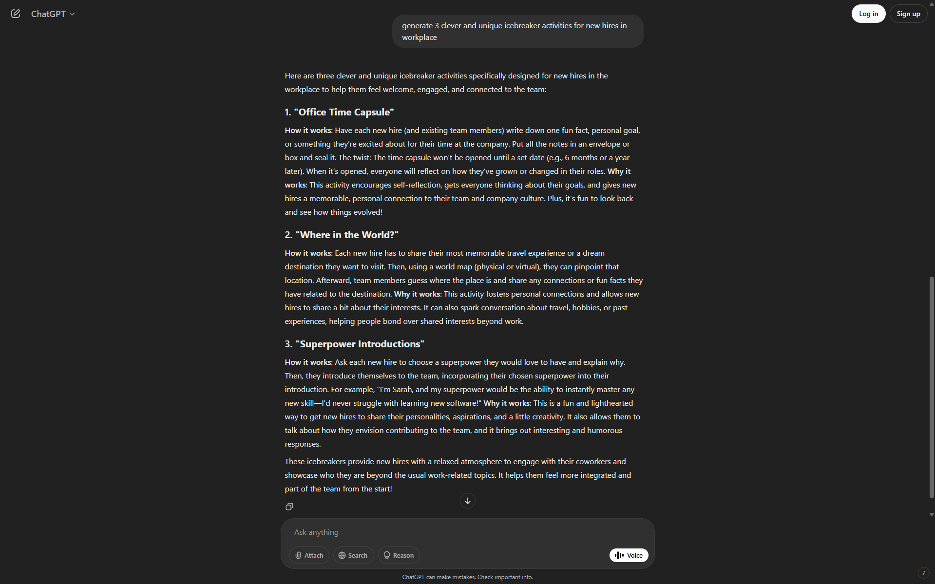 Clever icebreaker activities for new hires - student project
