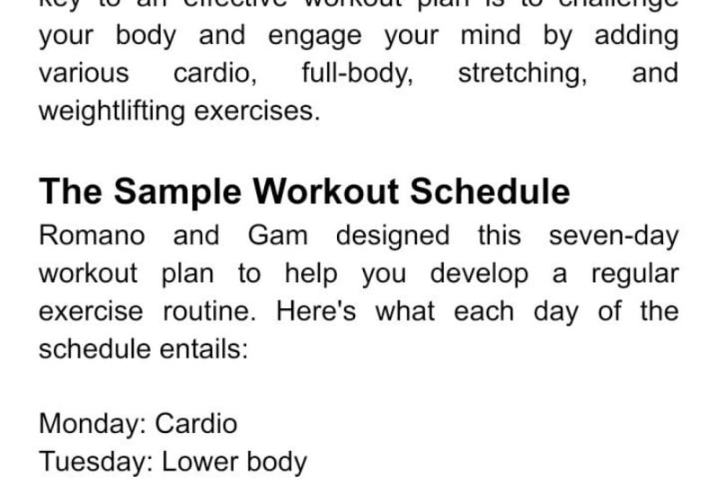 A 7 Days  workout routine to help meet your fitness goals