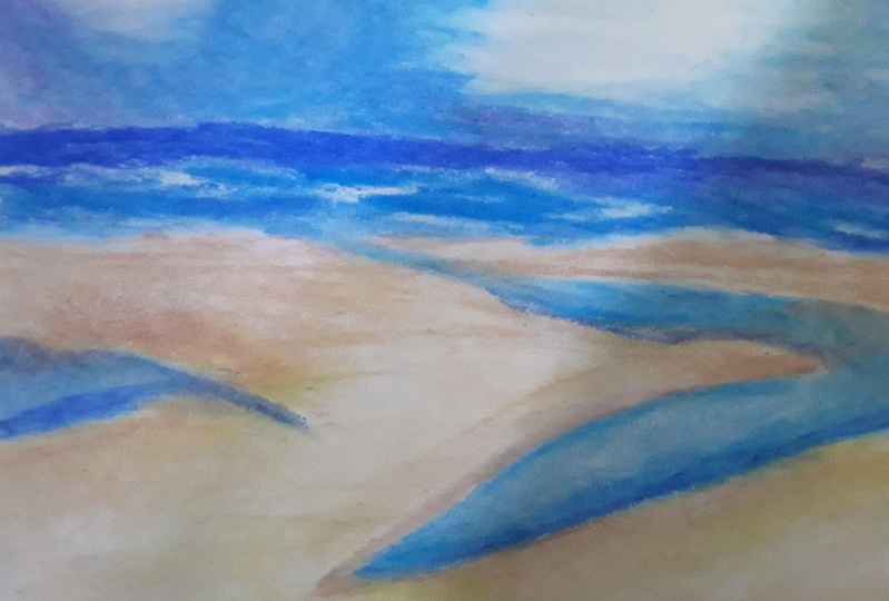 Oil pastel beach
