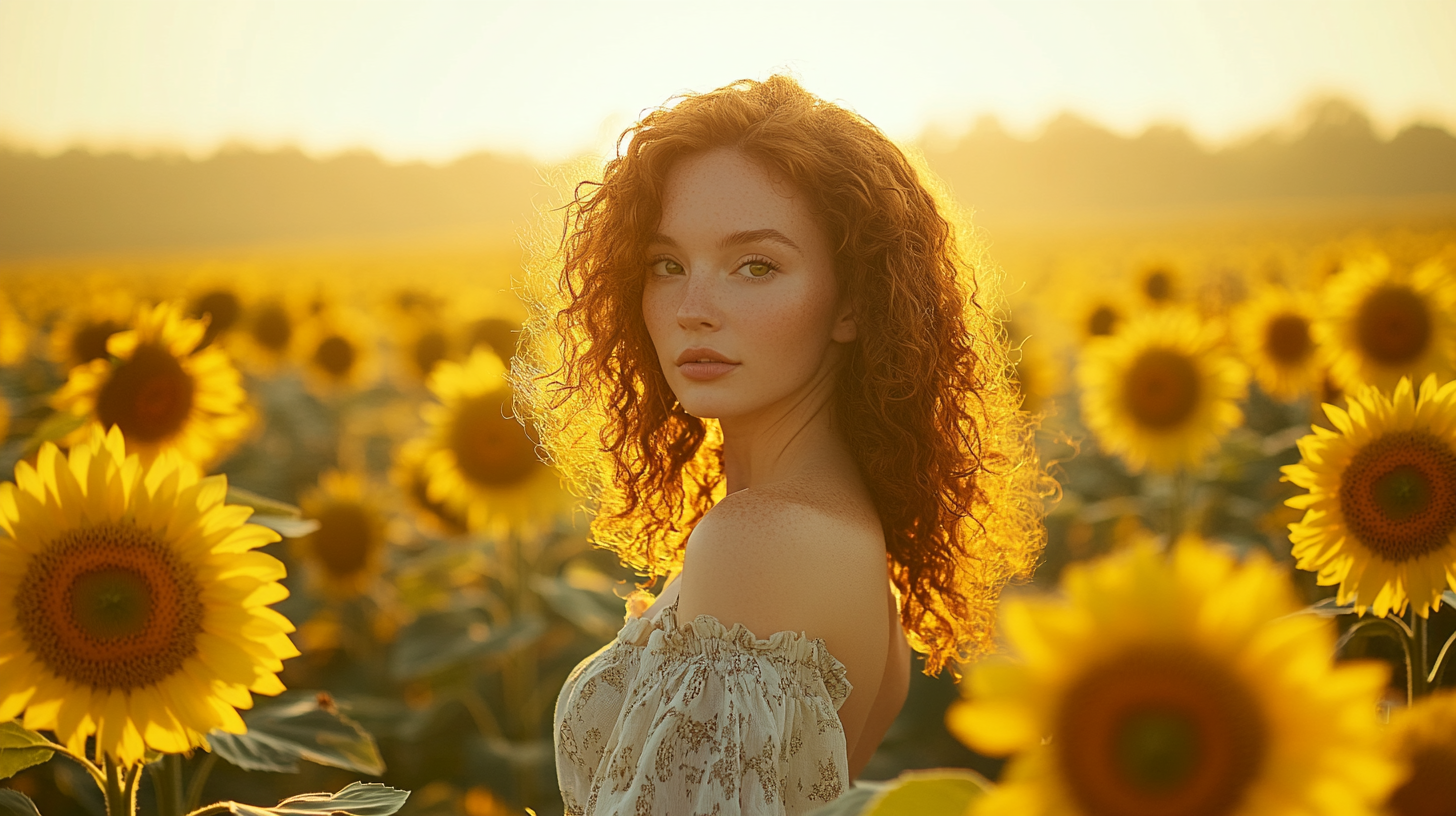 Woman in Sunflower Field - student project