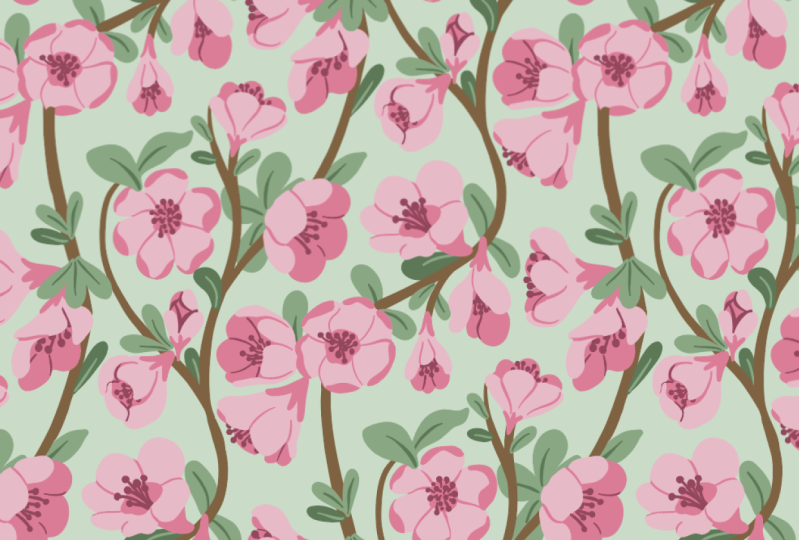 Pink/Green Trailing Floral