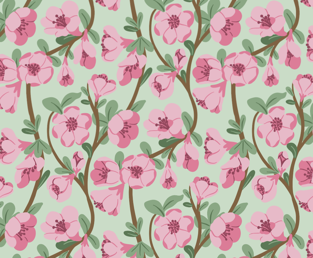 Pink/Green Trailing Floral - student project