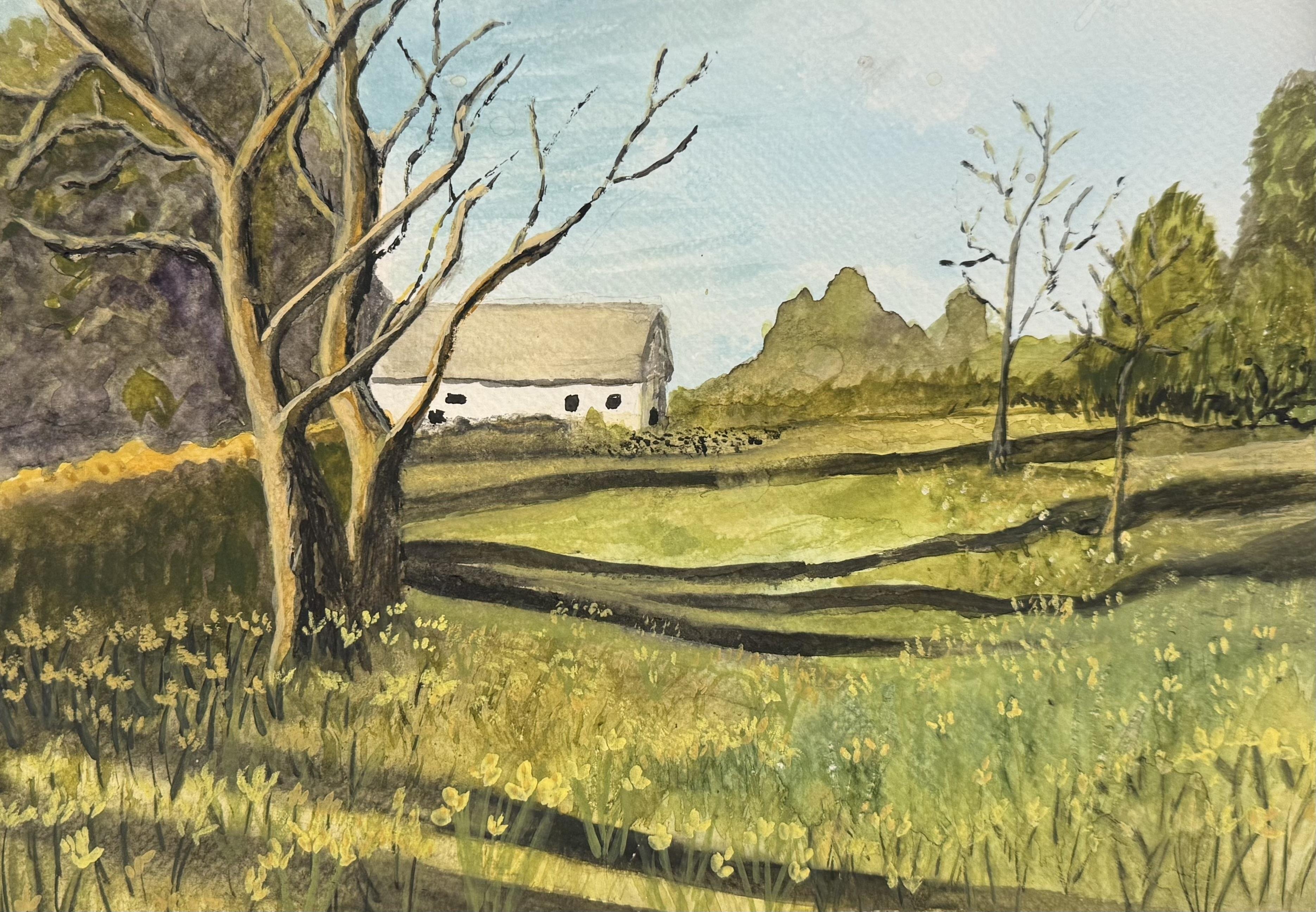 Cottage and Field of Daffodils - student project