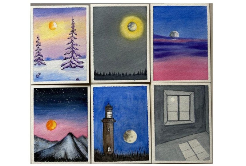 Watercolor Moonscapes