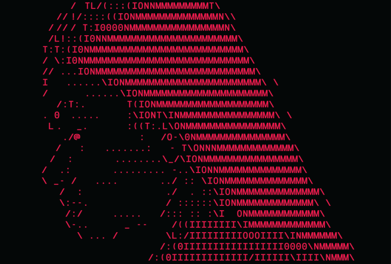ASCII cyber girl red