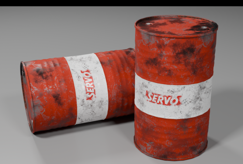 Servo_Barrel_Low polly_modeling_Texturing