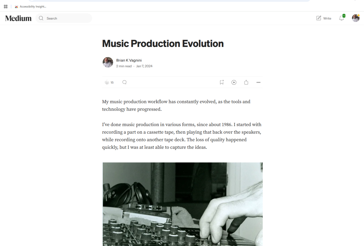 Music Production Writing on Medium - student project