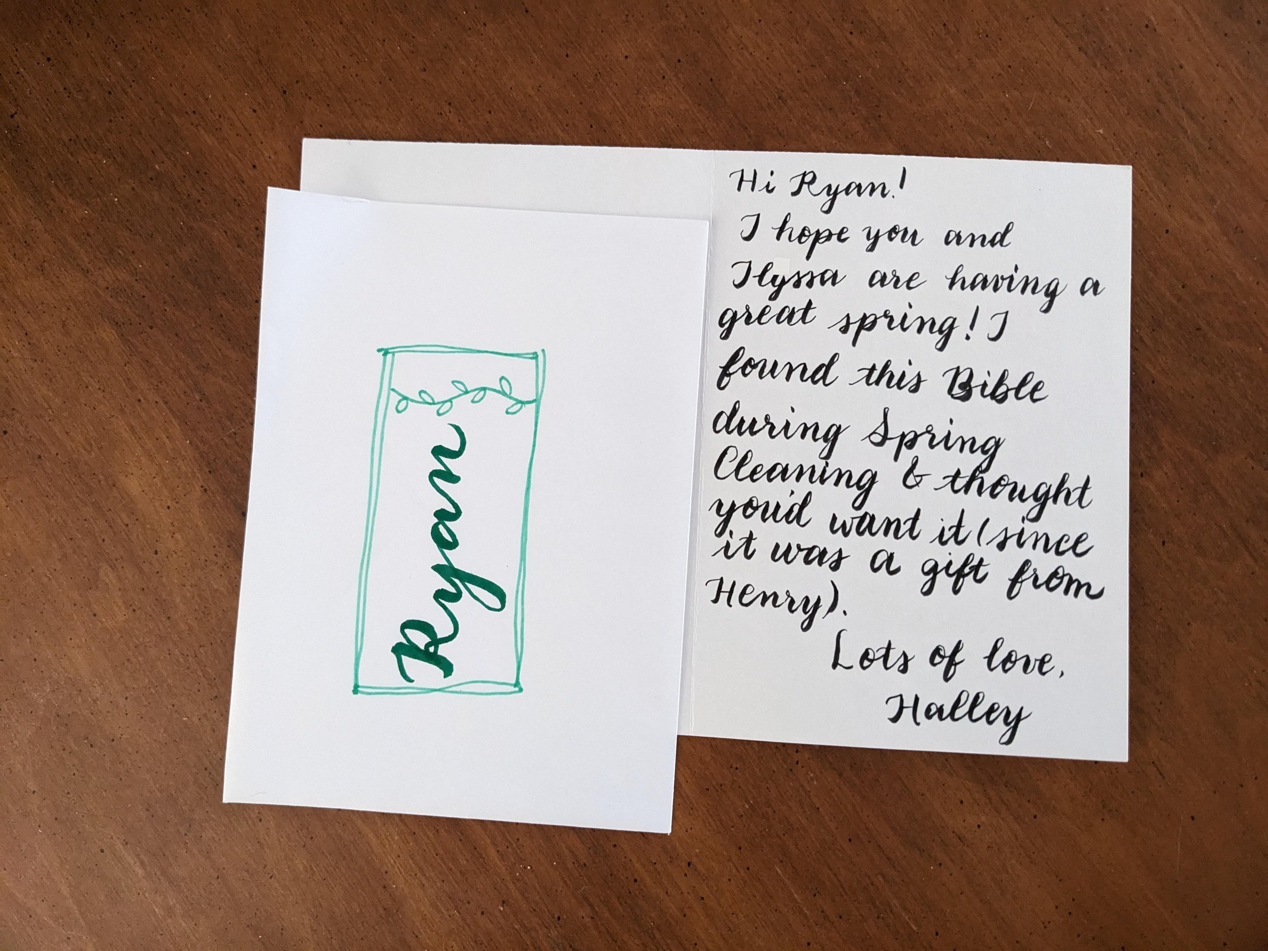 A note with fancy letters - student project