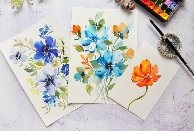 Watercolor Floral Strokes Project