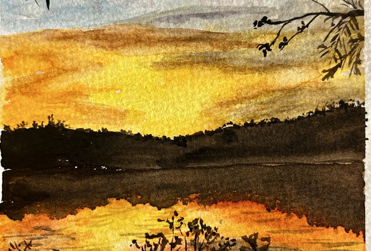 Watercolor Lake Landscape - student project