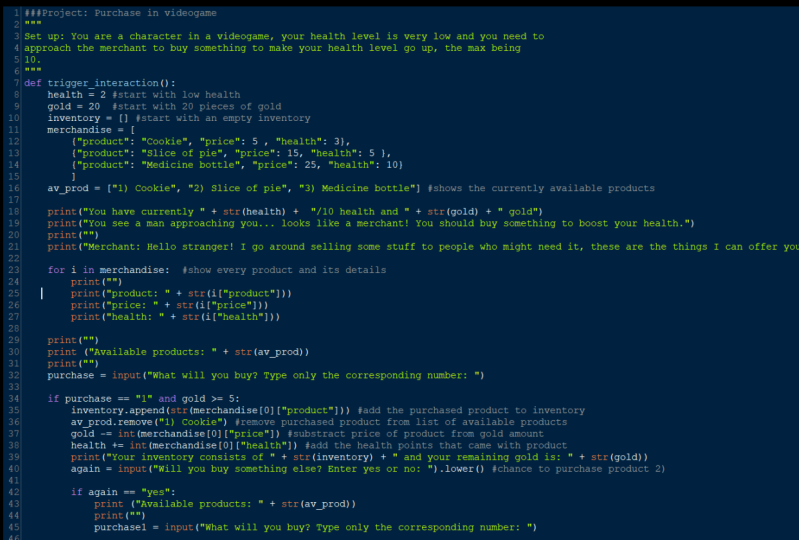 Python project:  videogame merchant