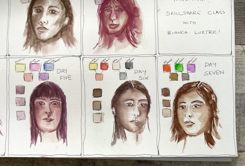 Colour mixing skin tones.