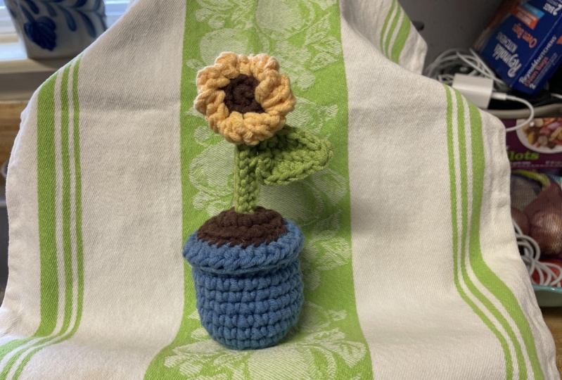 Crocheted Sunflower in a Pot