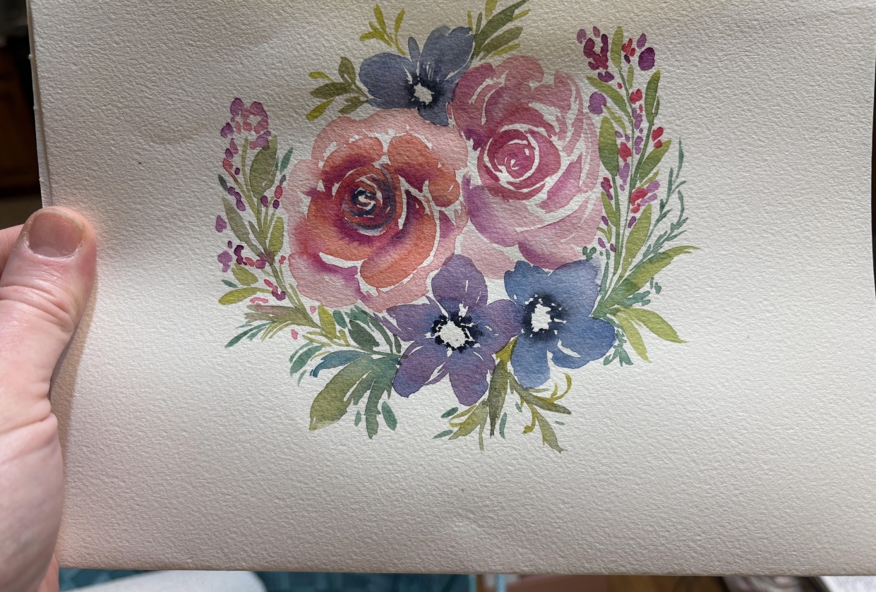 Florals in watercolor - student project