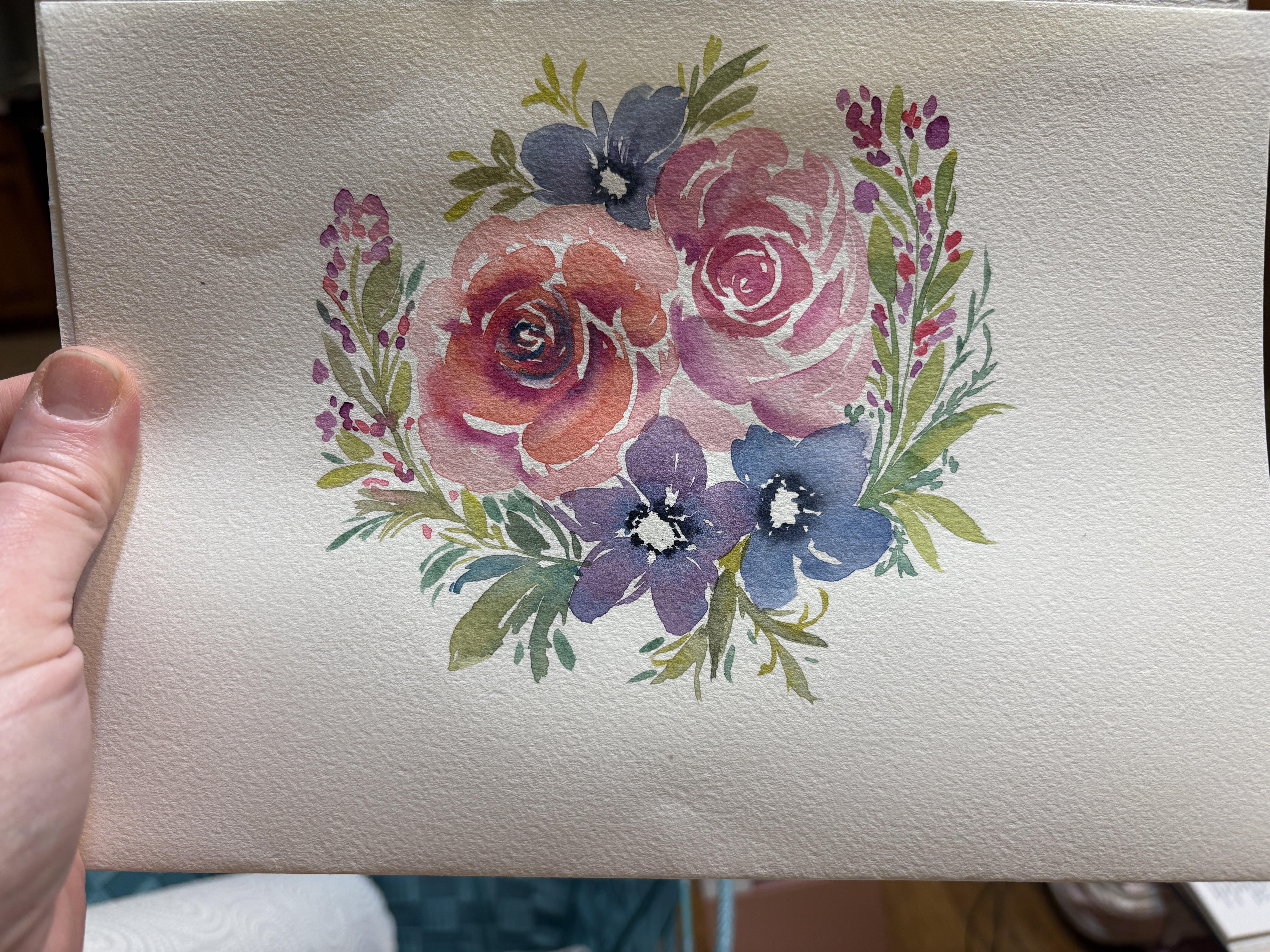 Florals in watercolor - student project