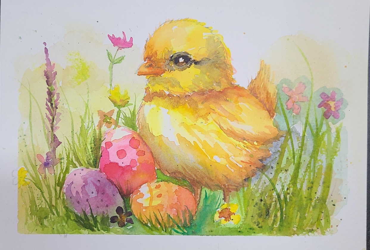 Rápido y fácil: pinta un tierno pollito de Pascua en acuarela | Krzysztof  Kowalski | Skillshare, image size:1242x839