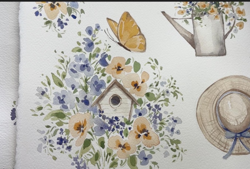 Birdhouse and florals