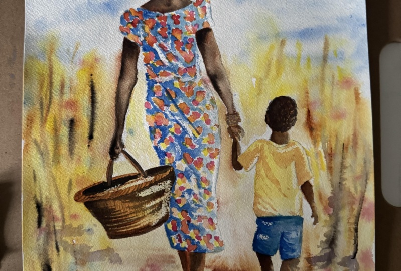 African sun: mother & son