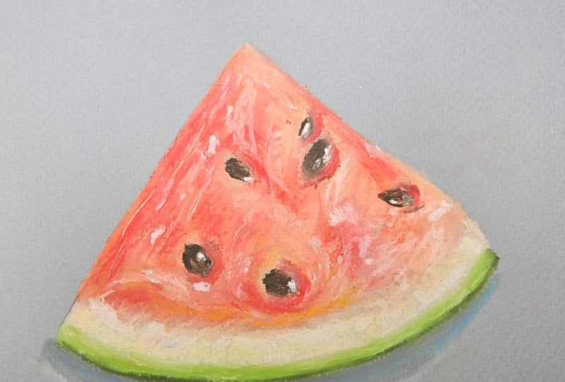 Oil Pastel watermelon slice