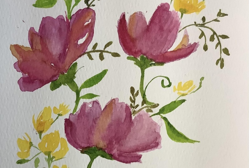 Loose watercolor flowers, Clarice Gomes