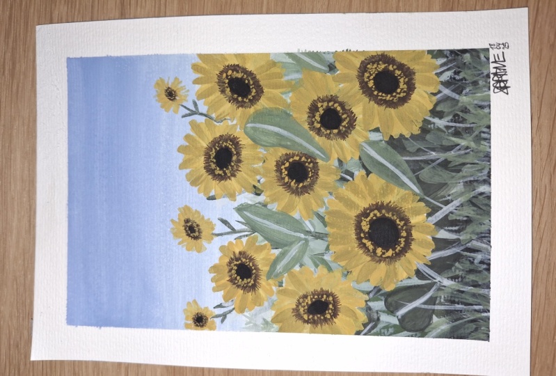 First ever gouache paint : SunFlowers