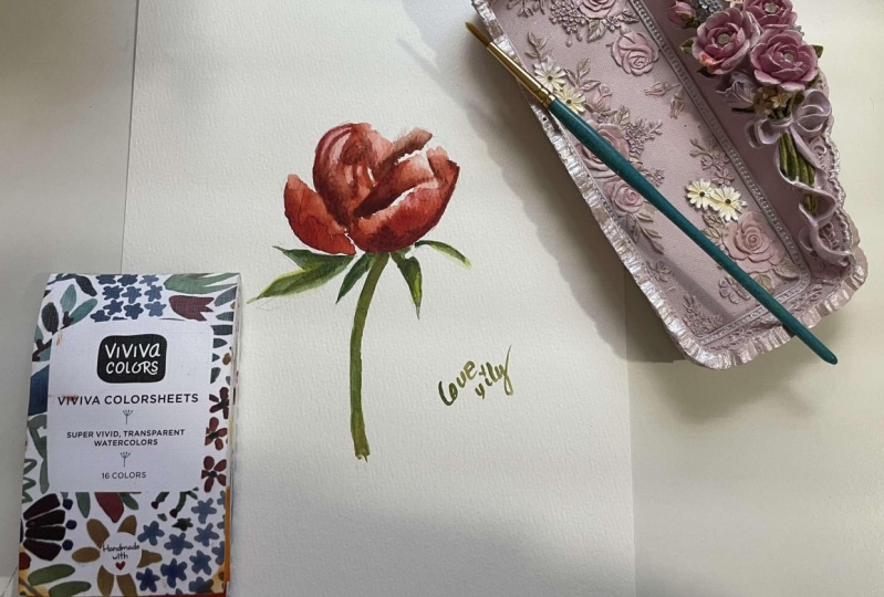 rose a l'aquarelle-illustration realiste