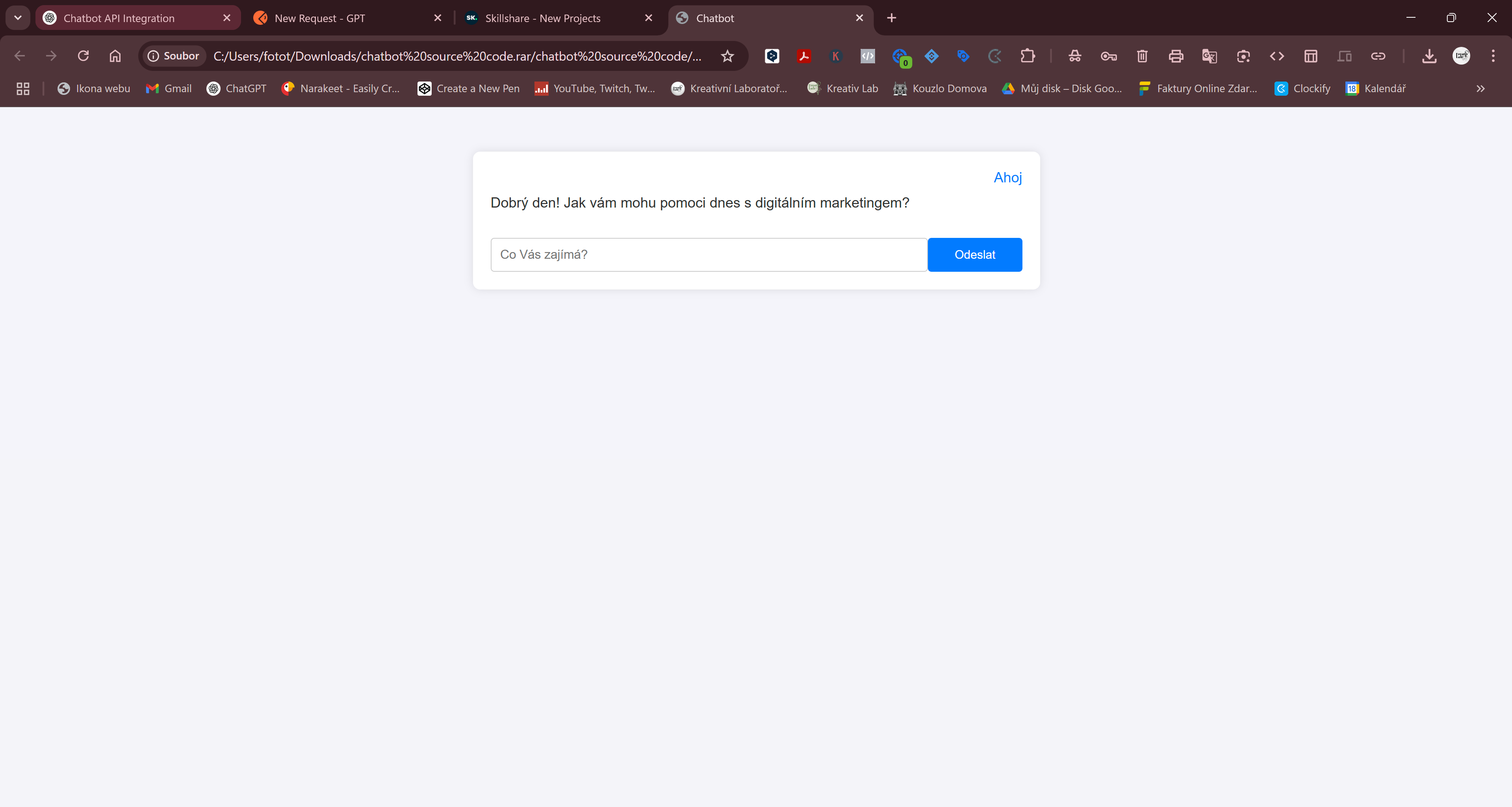 Prepare chatbot for my program clients - student project