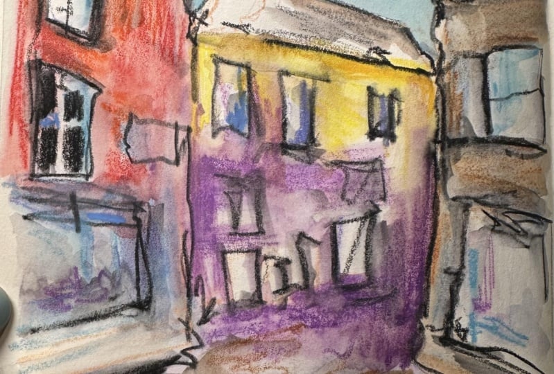 Urban Sketching with Water Soluble Pastels