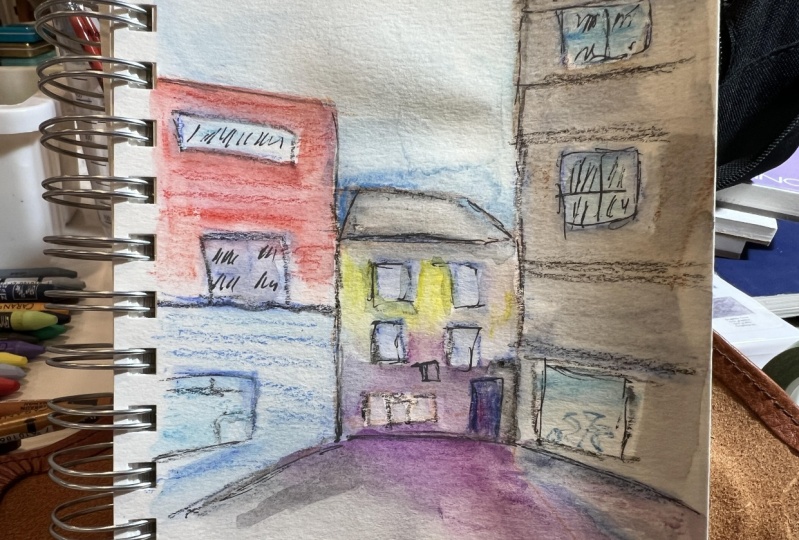 Quick sketching with water-soluble pastels