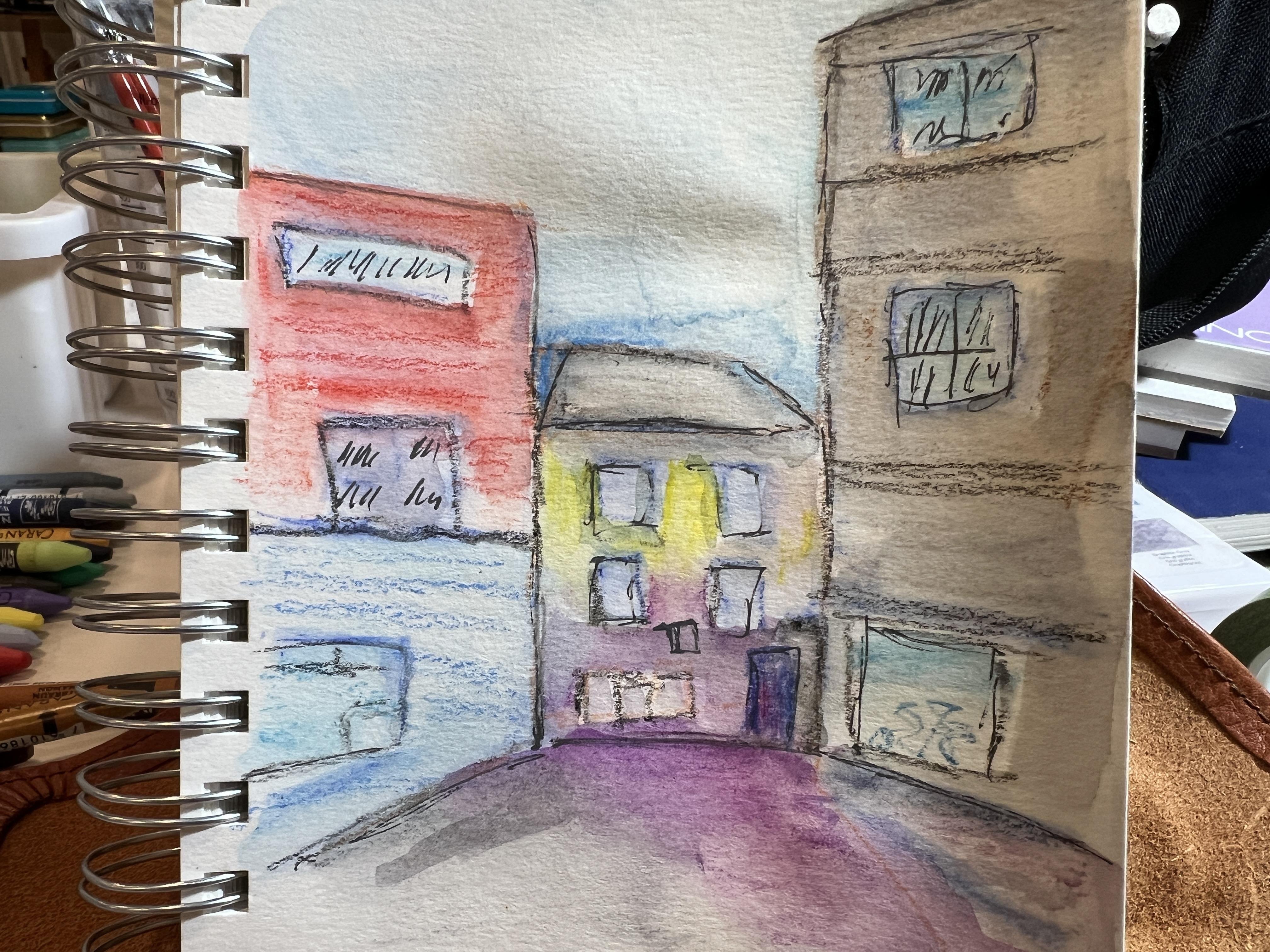 Quick sketching with water-soluble pastels - student project